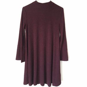 Old Navy Maroon Long Sleeve Swing Dress